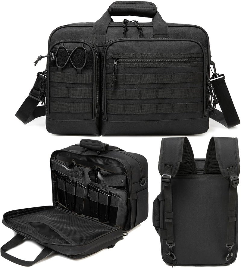 INSSTUID Tactical Gun Range Bag for Handguns and Ammo Pistol Case Shooting Range Backpack Carrying Duffle Bags Magazine Ammo Gear Accessories Molle Pouch for Hunting Shooting Sport Outdoor - Image 1